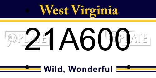 21A600 West Virginia License Plate