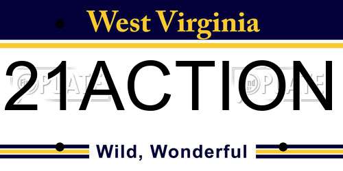 21ACTION West Virginia License Plate
