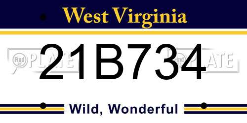21B734 West Virginia License Plate