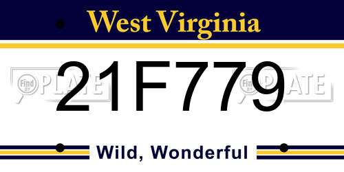 21F779 West Virginia License Plate