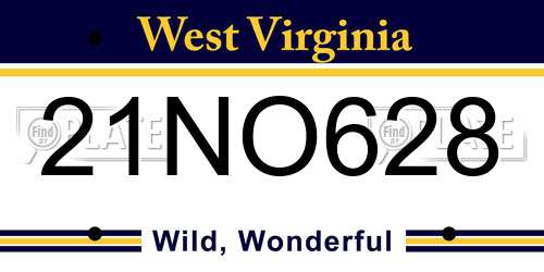 21NO628 West Virginia License Plate