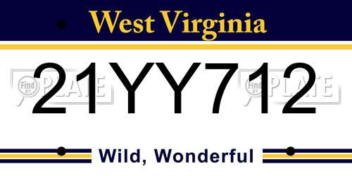 21YY712 West Virginia License Plate