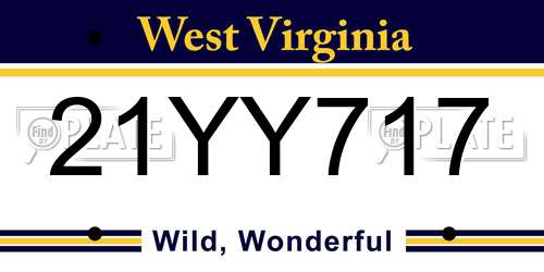 21YY717 West Virginia License Plate