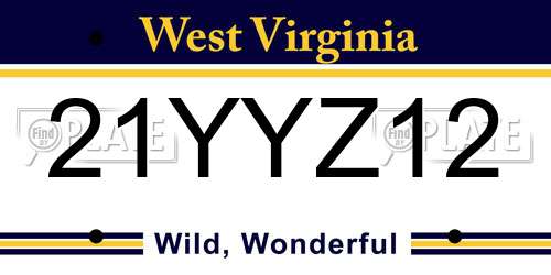 21YYZ12 West Virginia License Plate