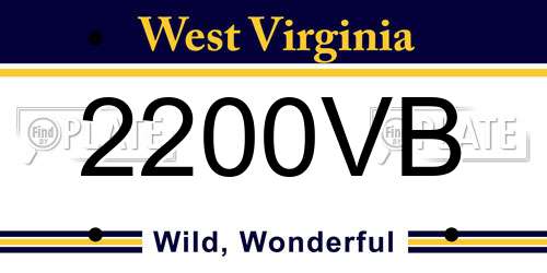 2200VB West Virginia License Plate