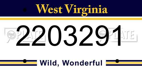 2203291 West Virginia License Plate