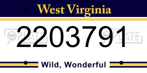 2203791 West Virginia License Plate