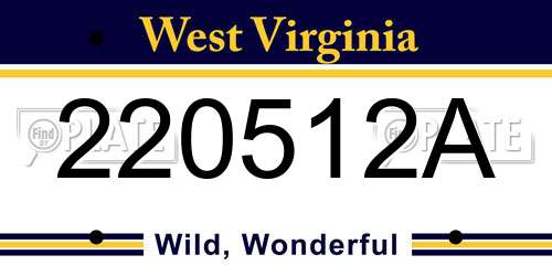 220512A West Virginia License Plate