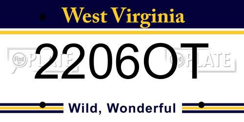 2206OT West Virginia License Plate