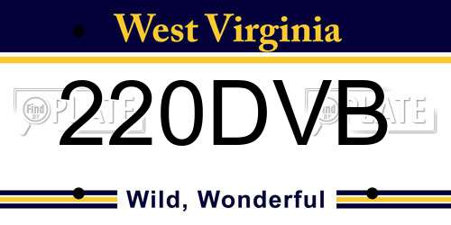 220DVB West Virginia License Plate