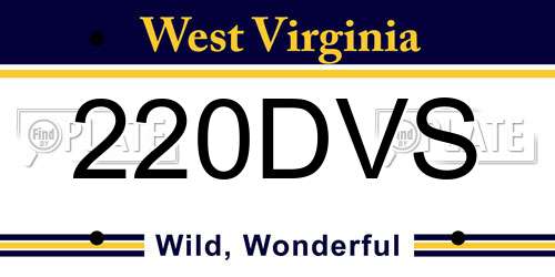 220DVS West Virginia License Plate