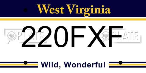 220FXF West Virginia License Plate