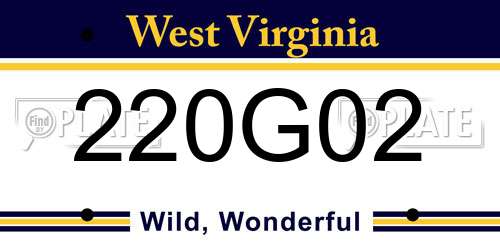 220G02 West Virginia License Plate