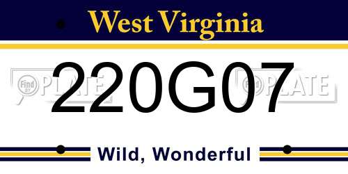 220G07 West Virginia License Plate