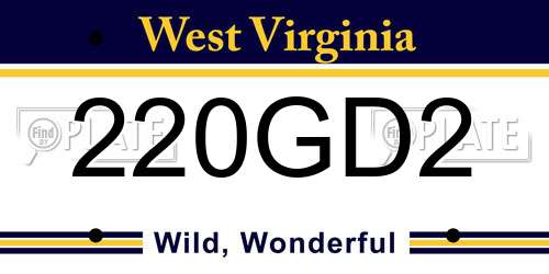 220GD2 West Virginia License Plate