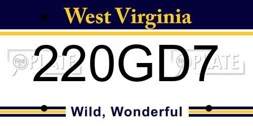 220GD7 West Virginia License Plate