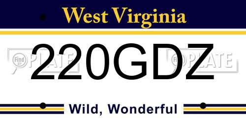 220GDZ West Virginia License Plate