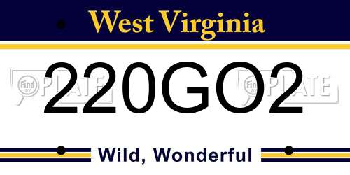 220GO2 West Virginia License Plate