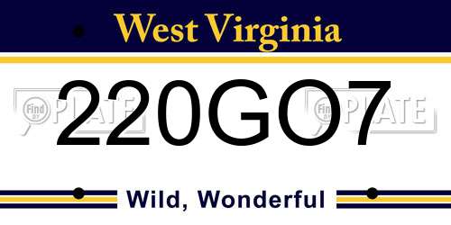 220GO7 West Virginia License Plate