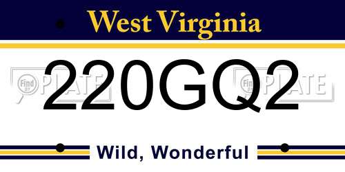 220GQ2 West Virginia License Plate