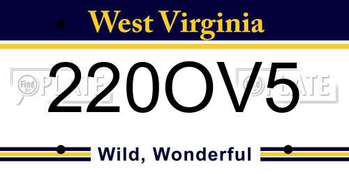 220OV5 West Virginia License Plate