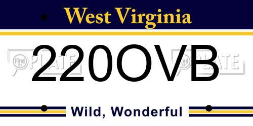 220OVB West Virginia License Plate