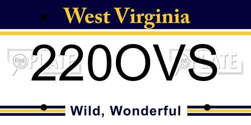 220OVS West Virginia License Plate