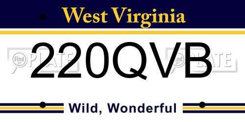 220QVB West Virginia License Plate
