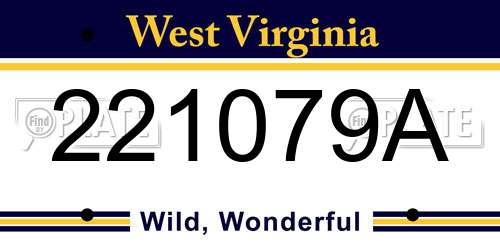 221079A West Virginia License Plate