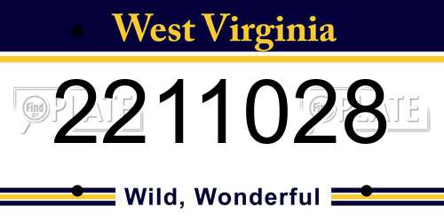 2211028 West Virginia License Plate