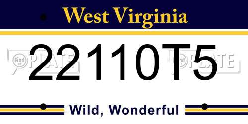 22110T5 West Virginia License Plate