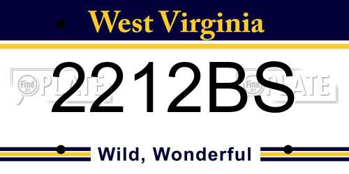 2212BS West Virginia License Plate