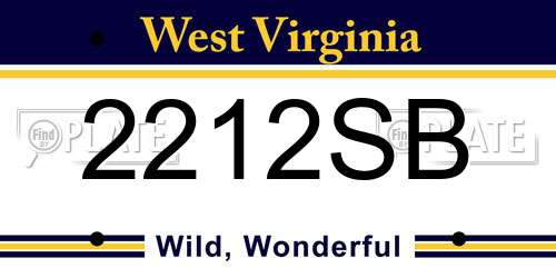 2212SB West Virginia License Plate