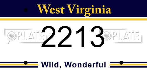 2213 West Virginia License Plate