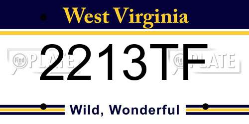 2213TF West Virginia License Plate