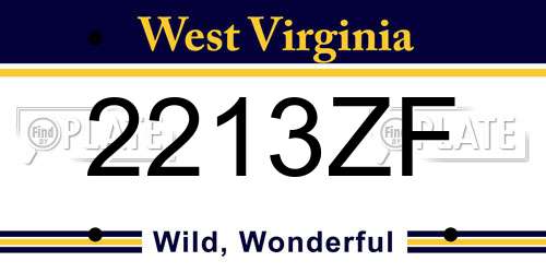 2213ZF West Virginia License Plate