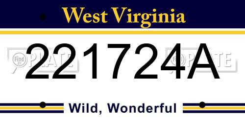221724A West Virginia License Plate