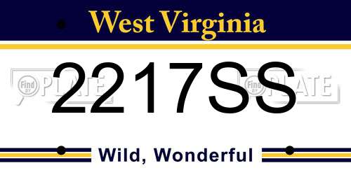 2217SS West Virginia License Plate