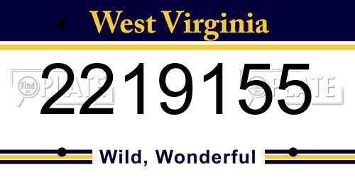 2219155 West Virginia License Plate
