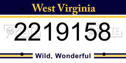 2219158 West Virginia License Plate