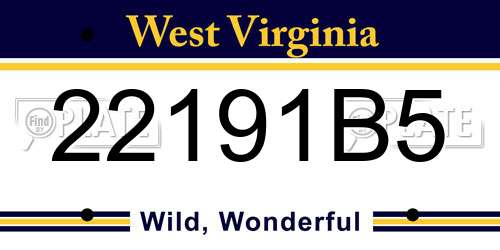 22191B5 West Virginia License Plate