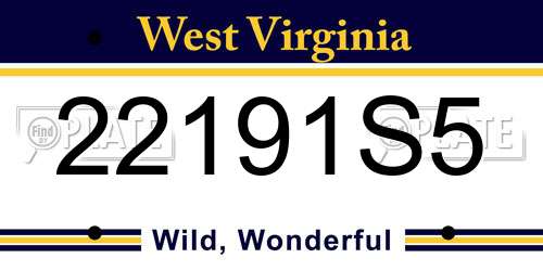 22191S5 West Virginia License Plate