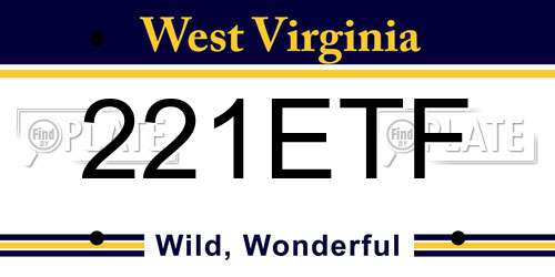 221ETF West Virginia License Plate