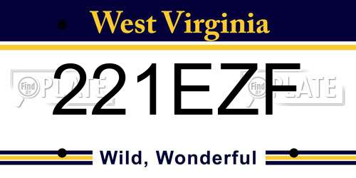221EZF West Virginia License Plate