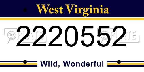 2220552 West Virginia License Plate