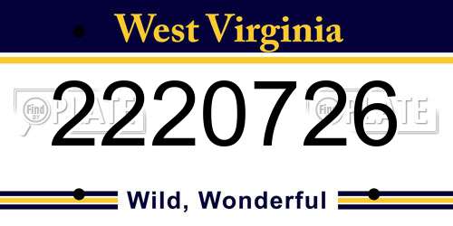 2220726 West Virginia License Plate
