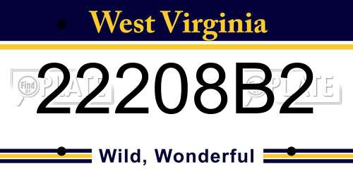 22208B2 West Virginia License Plate