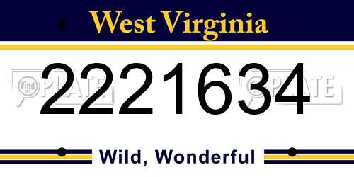 2221634 West Virginia License Plate