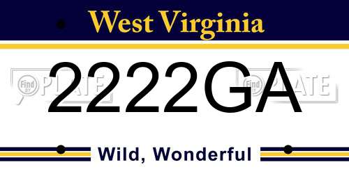 2222GA West Virginia License Plate