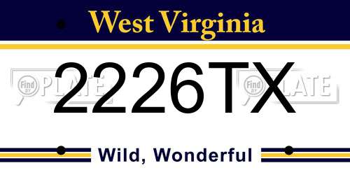 2226TX West Virginia License Plate